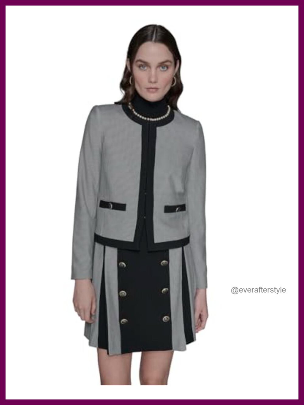 Cropped Collarless Two-Toned Career Blazer with Welt Pockets